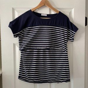 Smallshow Striped Maternity Breastfeeding Nursing Top Size Large